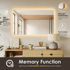 Altair Dazzle 48"x30" Rectangular Anti-Fog Dimmable Modern Bathroom/Vanity LED Lighted Wall Mirror Aluminum Framed