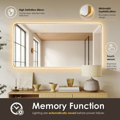 Altair Dazzle 60"x30" Rectangular Anti-Fog Dimmable Modern Bathroom/Vanity LED Lighted Wall Mirror Aluminum Framed
