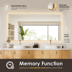 Altair Dazzle 72"x36" Rectangular Anti-Fog Dimmable Modern Bathroom/Vanity LED Lighted Wall Mirror Aluminum Framed