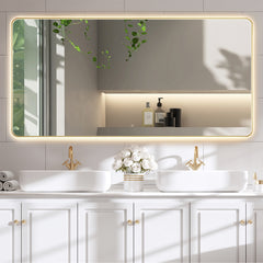 Altair Dazzle 84"x42" Rectangular Anti-Fog Dimmable Modern Bathroom/Vanity LED Lighted Wall Mirror Aluminum Framed