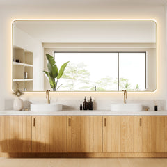 Altair Dazzle 84"x42" Rectangular Anti-Fog Dimmable Modern Bathroom/Vanity LED Lighted Wall Mirror Aluminum Framed