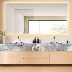 Altair Dazzle 84"x42" Rectangular Anti-Fog Dimmable Modern Bathroom/Vanity LED Lighted Wall Mirror Aluminum Framed