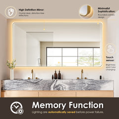 Altair Dazzle 84"x42" Rectangular Anti-Fog Dimmable Modern Bathroom/Vanity LED Lighted Wall Mirror Aluminum Framed