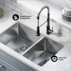 Swiss Madison Rivage 33" x 20" Dual Basin, Undermount Kitchen Sink - SM-KU725