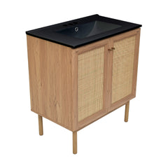 Swiss Madison Classe 30" Freestanding Bathroom Vanity in Golden Oak with Black 3-Hole Widespread Sink Top - SM-BV664-3MB