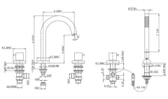 LaToscana Elba Roman Tub Faucet with Diverter and Hand Held Shower - 78BL109 / 78OK109