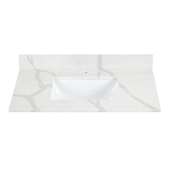 Altair Arbios 36. in Quartz Vanity Top in Calacatta White with White Sink