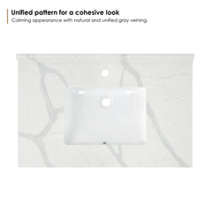 Altair Arbios 36. in Quartz Vanity Top in Calacatta White with White Sink