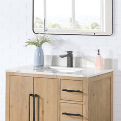 Altair Arbios 36. in Quartz Vanity Top in Calacatta White with White Sink