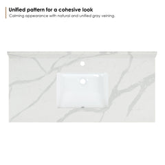 Altair Arbios 48. in Quartz Vanity Top in Calacatta White with White Sink