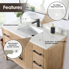 Altair Arbios 48. in Quartz Vanity Top in Calacatta White with White Sink