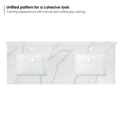 Altair Arbios 60. in Quartz Vanity Top in Calacatta White with White Sink