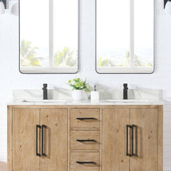 Altair Arbios 60. in Quartz Vanity Top in Calacatta White with White Sink
