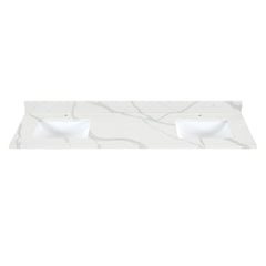 Altair Arbios 72. in Quartz Vanity Top in Calacatta White with White Sink