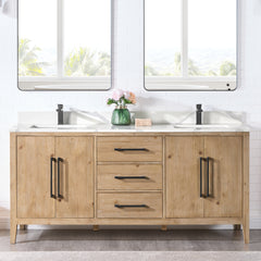 Altair Arbios 72. in Quartz Vanity Top in Calacatta White with White Sink
