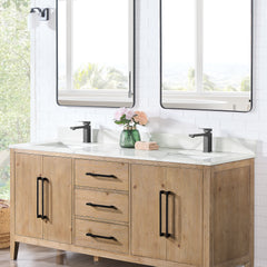 Altair Arbios 72. in Quartz Vanity Top in Calacatta White with White Sink