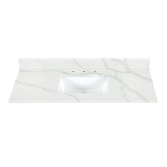 Altair Arbios 48. in Quartz Vanity Top in Calacatta White with White Sink - 8 in. Widespread (3-Hole)