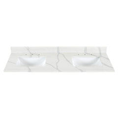 Altair Arbios 60. in Quartz Vanity Top in Calacatta White with White Sink - 8 in. Widespread (3-Hole)