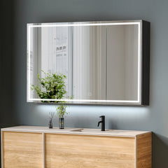 Altair Hesili 48"x28" Rectangular Frameless Surface-Mount LED Lighted Bathroom Mirror Medicine Cabinet