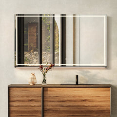 Altair Hesili 48"x28" Rectangular Frameless Surface-Mount LED Lighted Bathroom Mirror Medicine Cabinet