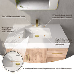 Altair Cromir 36" Highly Durable Resin Vanity Top with Drop-in Sink and Integrated Rectangular Overflow