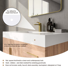 Altair Cromir 36" Highly Durable Resin Vanity Top with Drop-in Sink and Integrated Rectangular Overflow