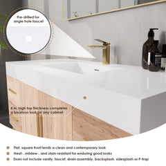 Altair Cromir 48" Highly Durable Resin Vanity Top with Drop-in Sink and Integrated Rectangular Overflow