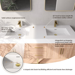 Altair Cromir 60" Highly Durable Resin Vanity Top with Drop-in Sink and Integrated Rectangular Overflow