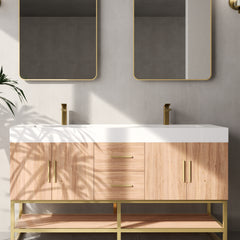 Altair Cromir 60" Highly Durable Resin Vanity Top with Drop-in Sink and Integrated Rectangular Overflow