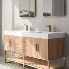 Altair Cromir 60" Highly Durable Resin Vanity Top with Drop-in Sink and Integrated Rectangular Overflow