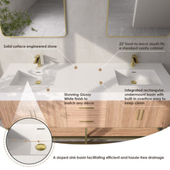 Altair Cromir 72" Highly Durable Resin Vanity Top with Drop-in Sink and Integrated Rectangular Overflow