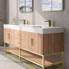 Altair Cromir 72" Highly Durable Resin Vanity Top with Drop-in Sink and Integrated Rectangular Overflow