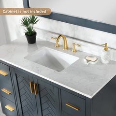 Altair Ceres 49. in Engineered Stone Vanity Top in Grain White with Single White Sink