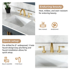 Altair Ceres 49. in Engineered Stone Vanity Top in Grain White with Single White Sink