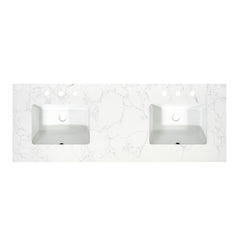 Altair Ceres 61. in Engineered Stone Vanity Top in Grain White with Double White Sink