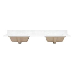 Altair Ceres 61. in Engineered Stone Vanity Top in Grain White with Double White Sink