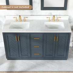 Altair Ceres 61. in Engineered Stone Vanity Top in Grain White with Double White Sink