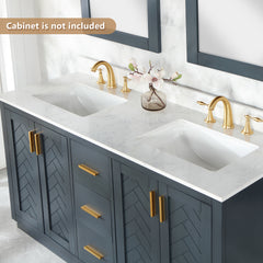 Altair Ceres 61. in Engineered Stone Vanity Top in Grain White with Double White Sink