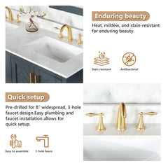 Altair Ceres 61. in Engineered Stone Vanity Top in Grain White with Double White Sink