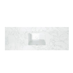 Altair Ceres 61. in Engineered Stone Vanity Top in Grain White with Single White Sink