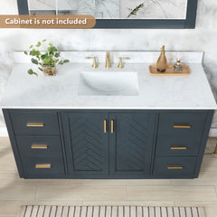 Altair Ceres 61. in Engineered Stone Vanity Top in Grain White with Single White Sink