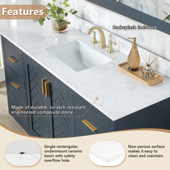 Altair Ceres 61. in Engineered Stone Vanity Top in Grain White with Single White Sink