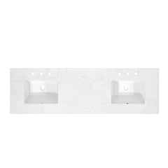 Altair Ceres 73. in Engineered Stone Vanity Top in Grain White with Double White Sink