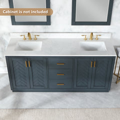 Altair Ceres 73. in Engineered Stone Vanity Top in Grain White with Double White Sink