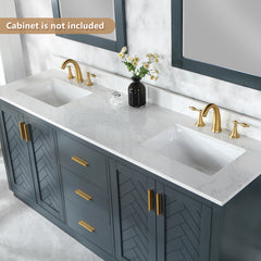 Altair Ceres 73. in Engineered Stone Vanity Top in Grain White with Double White Sink