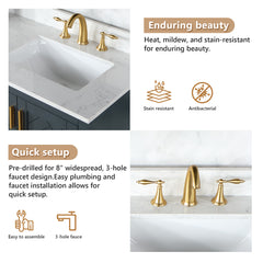 Altair Ceres 73. in Engineered Stone Vanity Top in Grain White with Double White Sink