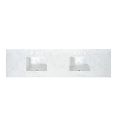 Altair Ceres 84. in Engineered Stone Vanity Top in Grain White with Double White Sink