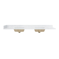 Altair Ceres 84. in Engineered Stone Vanity Top in Grain White with Double White Sink