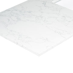 Altair Ceres 84. in Engineered Stone Vanity Top in Grain White with Double White Sink