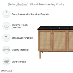 Swiss Madison Classe 48" Freestanding Bathroom Vanity in Golden Oak with Black Sink Top - SM-BV665MB
